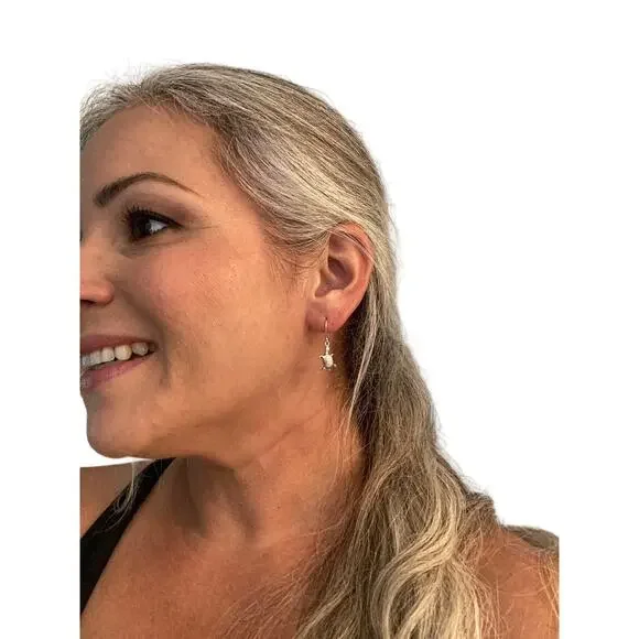 Sea Turtle 1/2 Inch Sterling Silver .925 Dangle Earrings - Picture 3 of 10